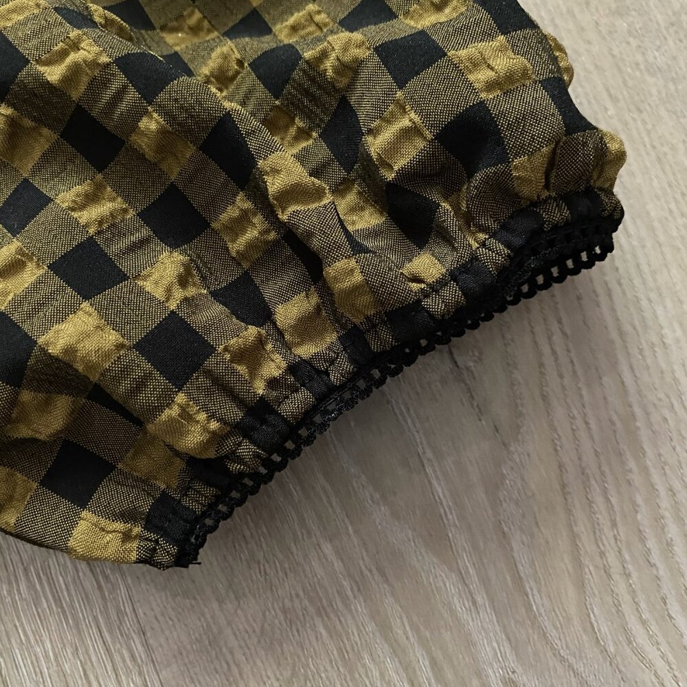 Wild Fable Mustard and Black Checkered Babydoll Dress - Picture 3 of 5